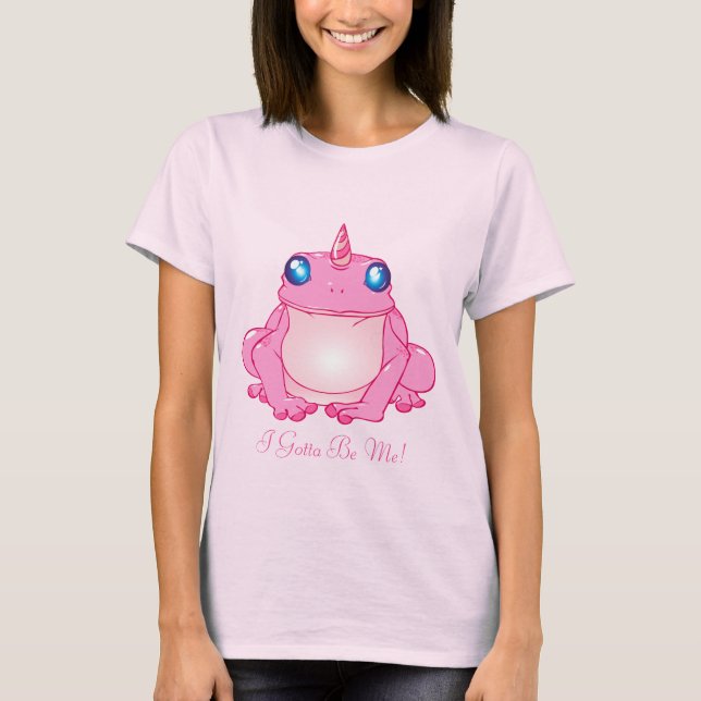 Einzigartige Rosa Einhorn Froschprinzessin T-Shirt (Vorderseite)