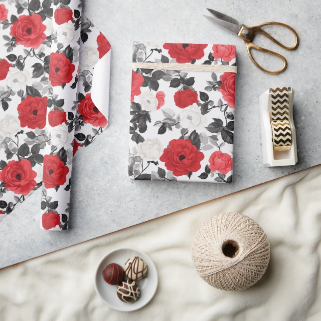 Einzigartige Rose Boho Wrapping Paper Geschenkpapier (Kunsthandwerk)