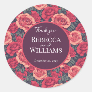 Einzigartige Rose Traditioneller Hochzeitsticker Runder Aufkleber