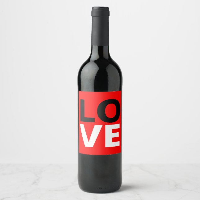 Einzigartige Rote Liebe Romantik Weinetikett (Vorderseite)
