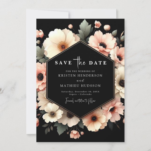 Einzigartige Rustikal-Rosa-Blumenhochzeit Save The Date (Vorderseite)
