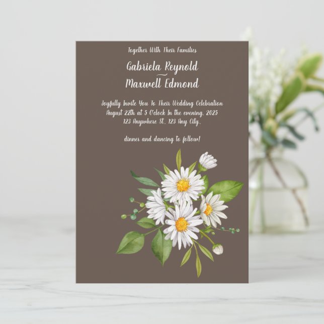 Einzigartige rustikale, florale Hochzeit Einladung (Stehend Vorderseite)