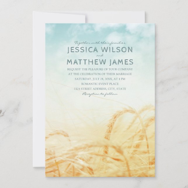 Einzigartige rustikale Wheat Vintag Country Summer Einladung (Vorderseite)