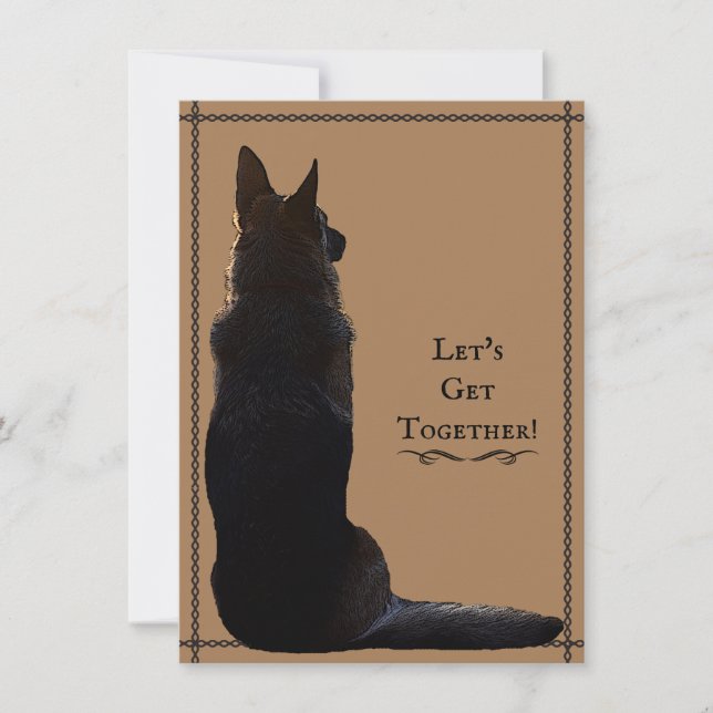 Einzigartige Schäferhund-Silhouette Einladung (Vorderseite)