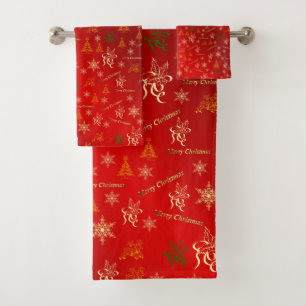 einzigartige, schöne, farbenfrohe, gemalte Muster Badhandtuch Set