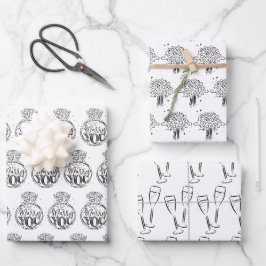 Einzigartige Schwarz-Weiß-Bridal | POLTERABEND Geschenkpapier Set