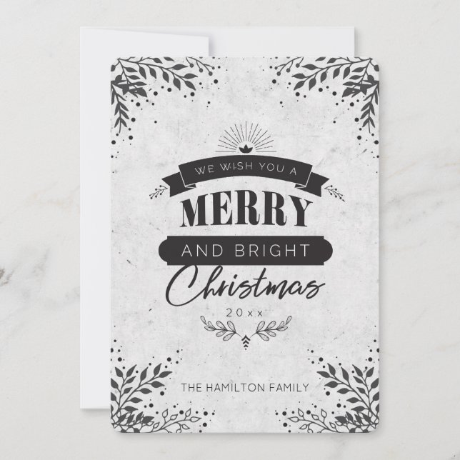 Einzigartige Schwarz-Weiß-elegante Weihnachtskarte Feiertagskarte (Vorderseite)
