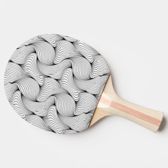 Einzigartige Schwarz-Weiß-Interwoven-Linien Tischtennis Schläger (Seitenansicht)