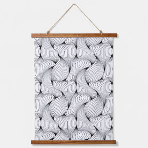 Einzigartige Schwarz-Weiß-Interwoven-Linien Wandteppich Mit Holzrahmen