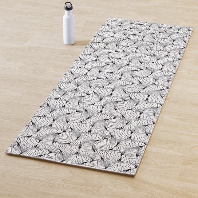 Einzigartige Schwarz-Weiß-Interwoven-Linien Yogamatte (Beispiel)