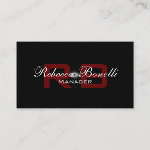 Einzigartige Schwarz-weiß Red Monogram Business Ca Visitenkarte
