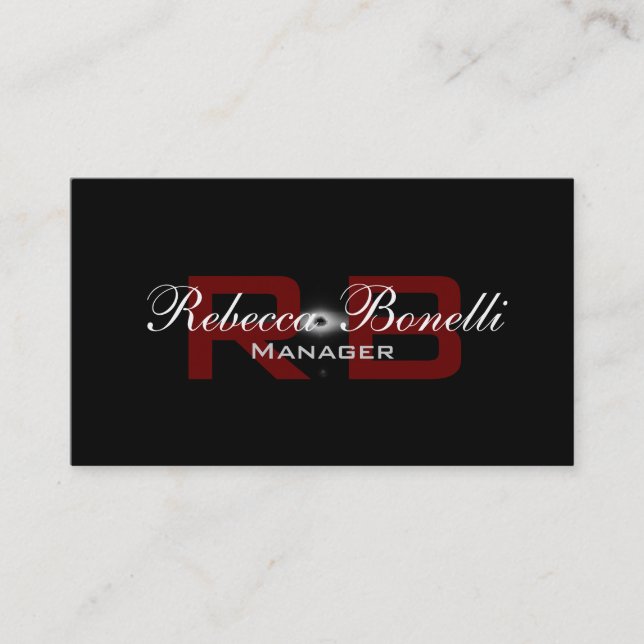 Einzigartige Schwarz-weiß Red Monogram Business Ca Visitenkarte (Vorderseite)