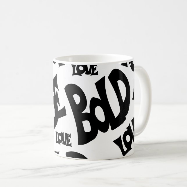 Einzigartige Schwarz-Weiß-Tasse Motivierend "Be Bo Kaffeetasse (VorderseiteRechts)