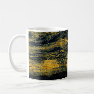Einzigartige, schwarze Marmorstruktur mit goldenem Kaffeetasse