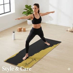Einzigartige schwarze Yoga-Matte mit goldenem M un Yogamatte