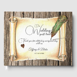 Einzigartige Scroll & Feather Pen Hochzeit Gästebuch