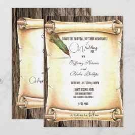 Einzigartige Scroll & Feather Pen Hochzeitseinladu Einladung