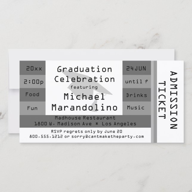 Einzigartige Silber-Eintrittskarten-Party Einladun (Vorderseite)