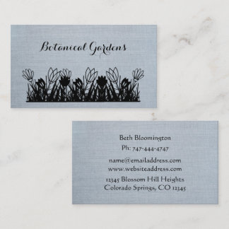 Einzigartige Sky Blue Linen Look Floral Business C Visitenkarte