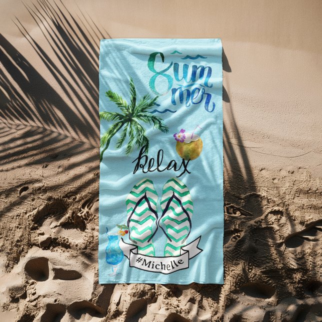 Einzigartige Sommerstrand Entspannung Zeit Persona Strandtuch (Von Creator hochgeladen)