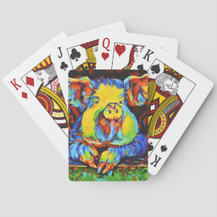 Einzigartige Spielkarten mit einem farbenfrohen Sc