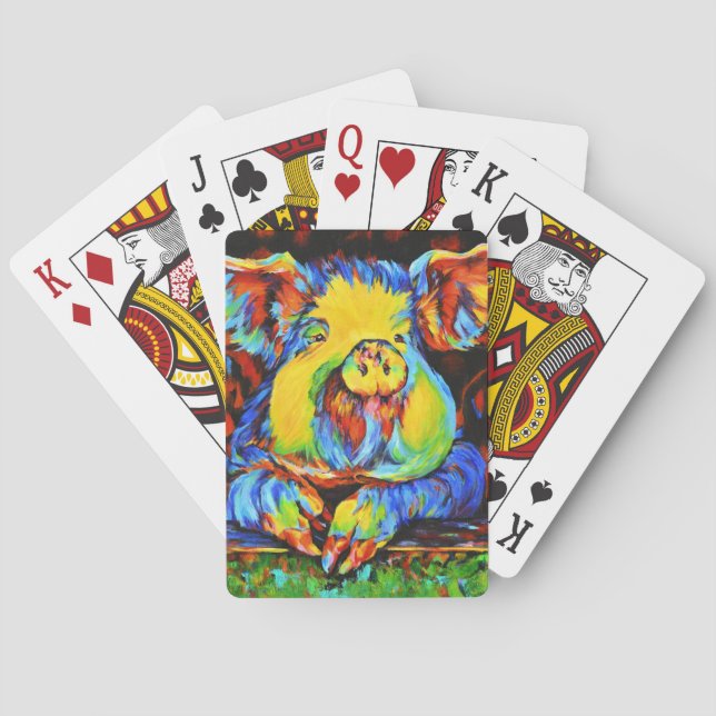 Einzigartige Spielkarten mit einem farbenfrohen Sc (Rückseite)
