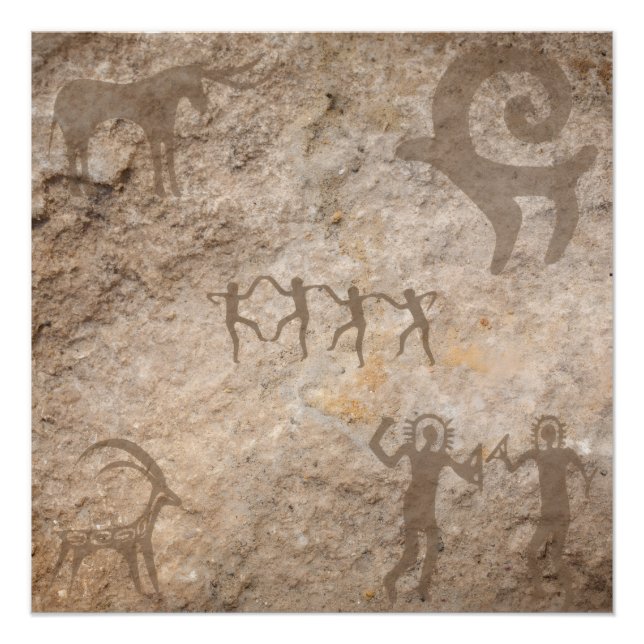 Einzigartige südwestliche Petroglyphen-Eingeborene Poster (Vorderseite)