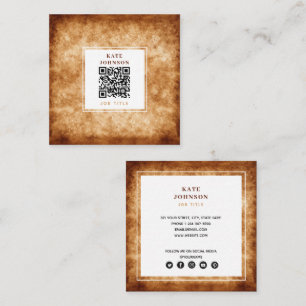 Einzigartige Terracotta Abstrakt QR Code Social Me Quadratische Visitenkarte