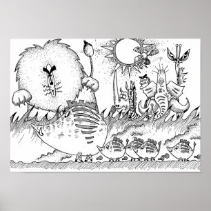 Einzigartige Tiere der Savanne. Poster
