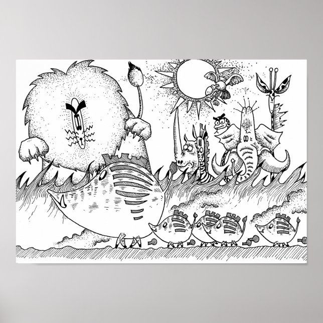 Einzigartige Tiere der Savanne. Poster (Vorne)