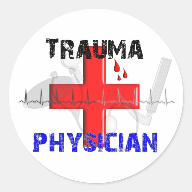 Einzigartige Trauma Ärztliche T - Shirt und Gesche Runder Aufkleber (Vorderseite)