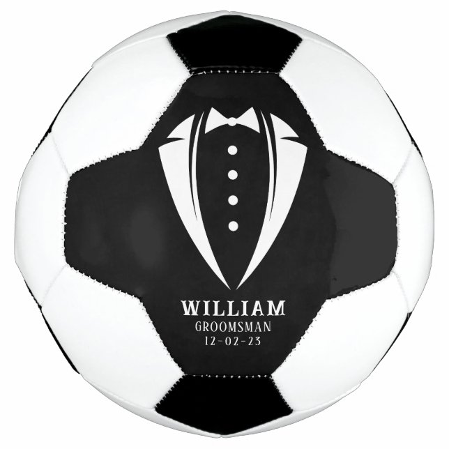 Einzigartige Trauzeugen Geschenke | Weiß auf Black Fußball (Vorderseite)
