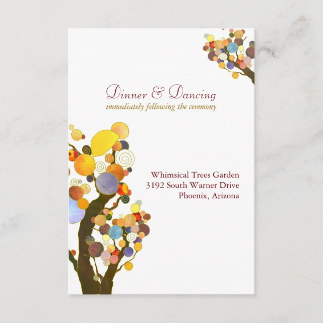 Einzigartige Trees White Wedding Rezeption Begleitkarte (Vorderseite)