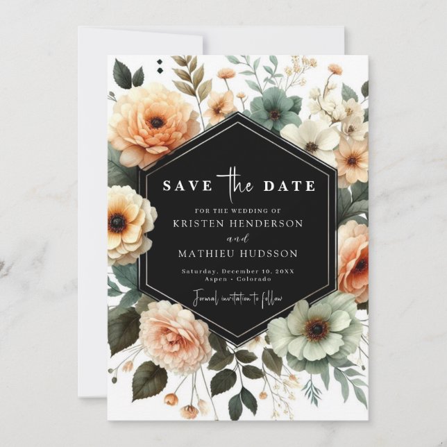 Einzigartige Typografie Peach Wedding Save The Date (Vorderseite)