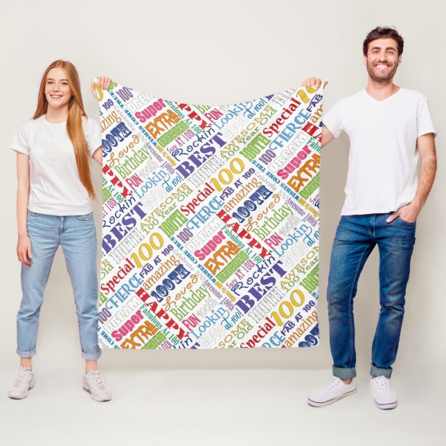 Einzigartige und besondere 100. Geburtstagsgeschen Fleecedecke (Beispiel)