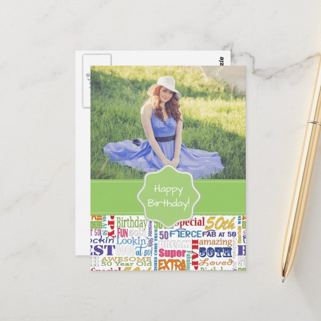 Einzigartige und besondere 50. Geburtstagsgeschenk Postkarte (Vorderseite/Rückseite Beispiel)