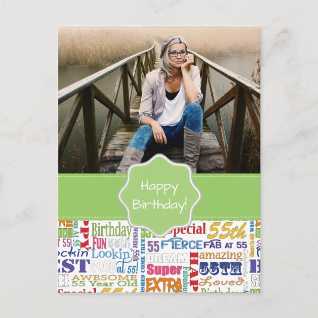 Einzigartige und besondere 55. Geburtstagsgeschenk Einladungspostkarte (Vorderseite)
