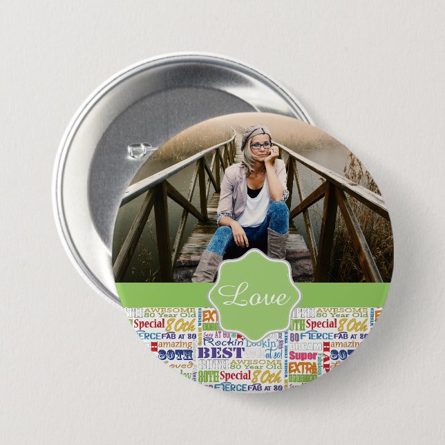 Einzigartige und besondere 80. Geburtstagsgeschenk Button (Vorne & Hinten)