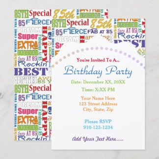 Einzigartige und besondere 85. Geburtstagsgeschenk Einladung