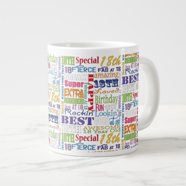 Einzigartige und besondere Geschenke der 18. Gebur Jumbo-Tasse (Vorderseite Rechts)