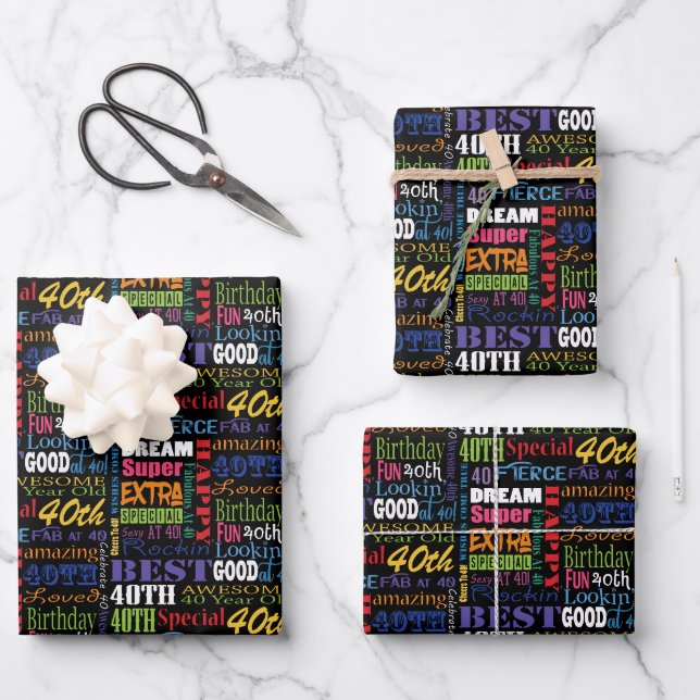 Einzigartige und besondere Geschenke zum 40. Gebur Geschenkpapier Set (Vorderseite)