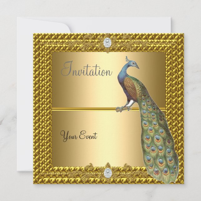 Einzigartige und elegante Einladung zu Gold und Pf (Vorderseite)