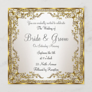 Einzigartige und elegante Goldene Sepia Hochzeit E Einladung