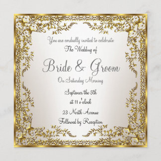 Einzigartige und elegante goldene Sepia-Hochzeitse Einladung