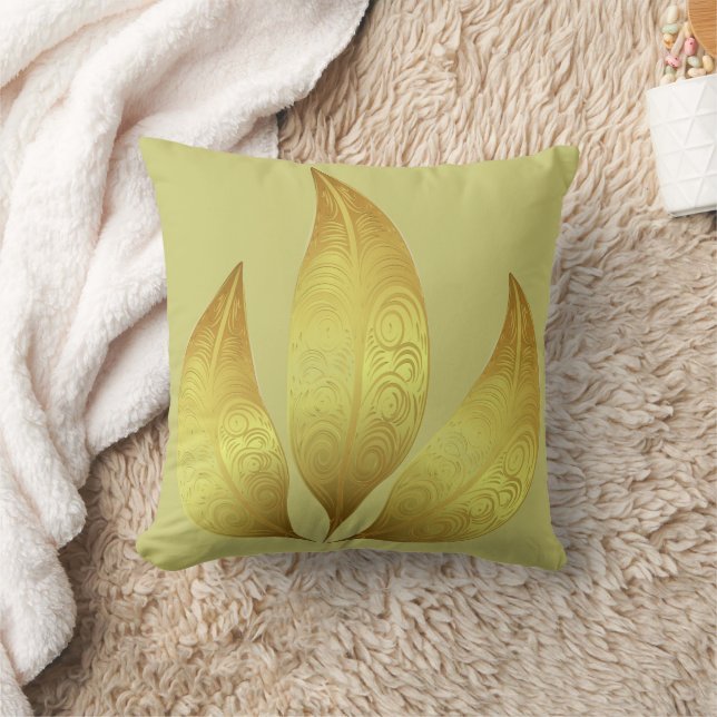 Einzigartige und moderne goldene Blätter Kissen (Decke)