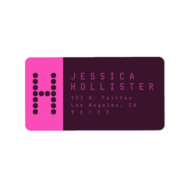 Einzigartige und moderne rosa und tiefe Lila Rücks Adressaufkleber (Vorne)