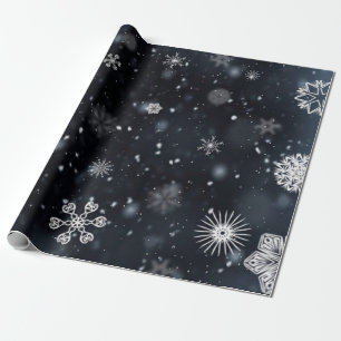 Einzigartige und Wintry-Schneeflocken auf Schwarz Geschenkpapier