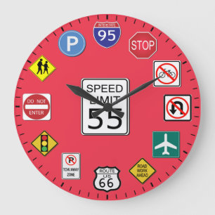 Einzigartige Verkehrsschilder-Themen Große Wanduhr