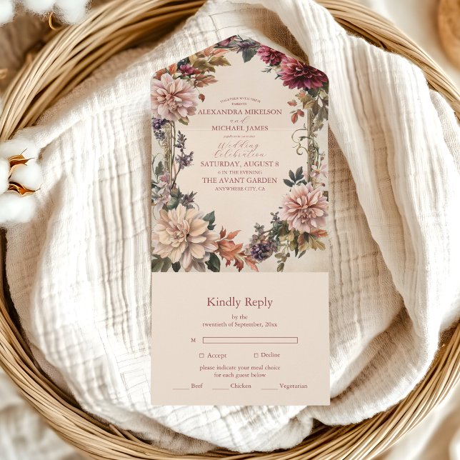 Einzigartige Viktorianische Royal Floral Wedding All In One Einladung (Von Creator hochgeladen)