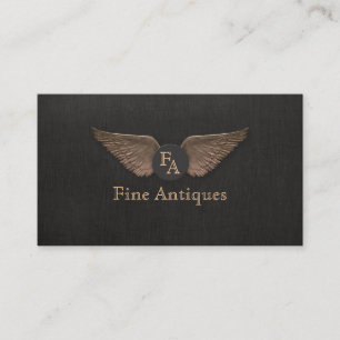 Einzigartige Vintage-Bronzeflügel-Monogramm Schwar Visitenkarte